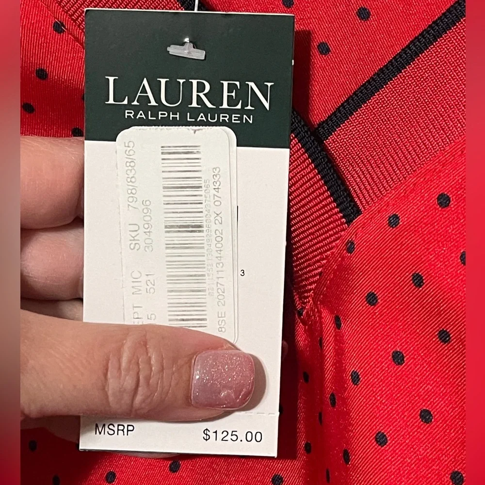 Lauren Ralph Lauren Polka Dot Silky Top Pullover Red Navy Womens Plus Size 2X - Picture 5 of 8